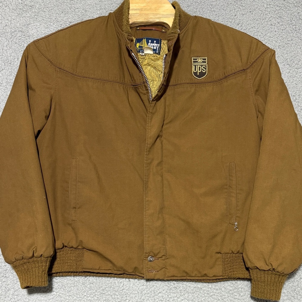 Vintage Derby of San Francisco UPS Gold Paisley Lined Jacket Mens Size 44 (Lg)